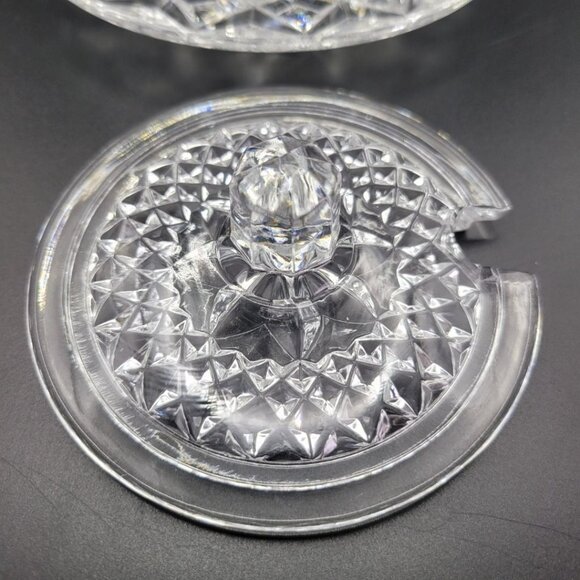 Crystal Condiment Bowl Dish Jam Sugar Tray Lid Spoon Hole Sparkle Two Piece - Picture 6 of 10
